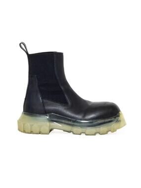 Rick Owens SS21 Beatle Bozo Tractor Boots IT 38 Black Leather Ankle Rubber Sole